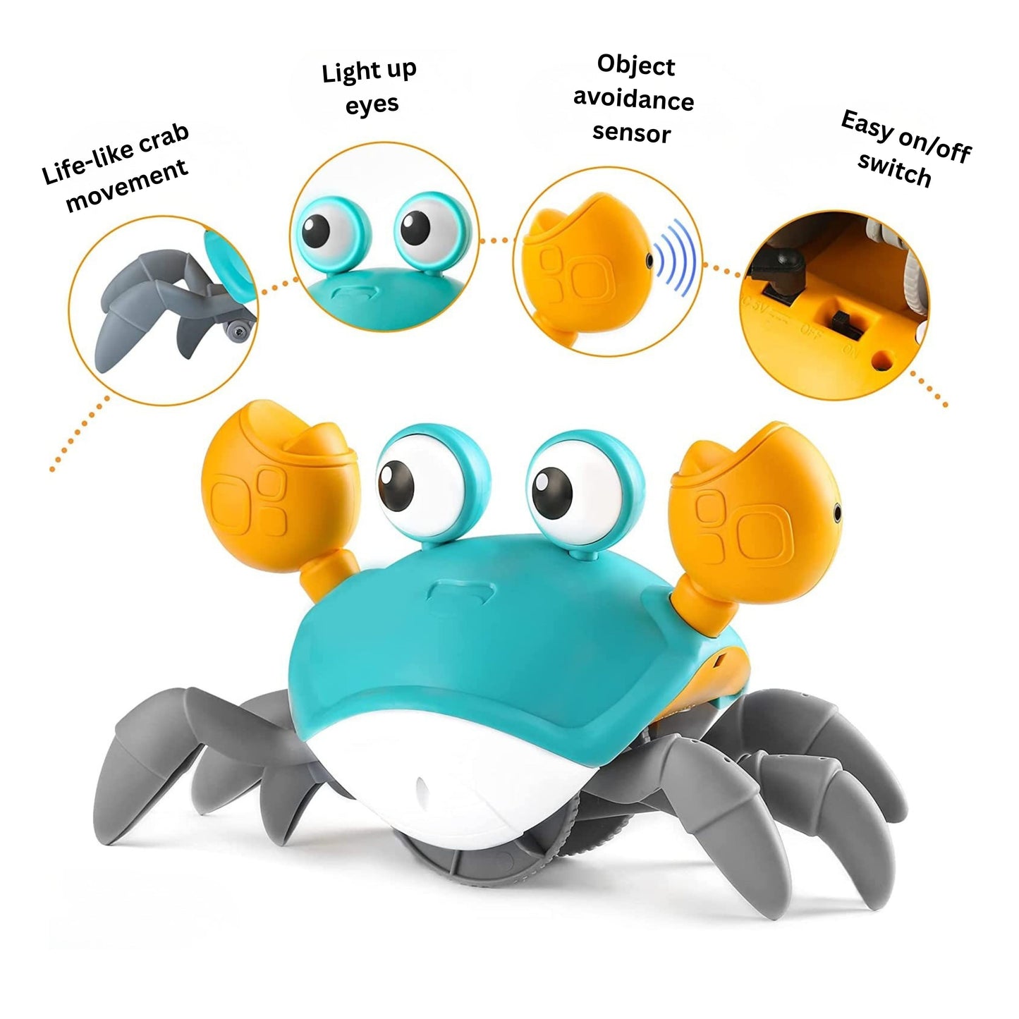dancing crab, crawling crab, dancing crab toy, crawling crab toy, crawly crab, tummy time crab