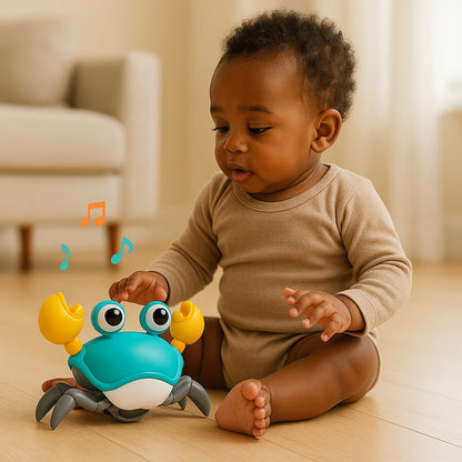 dancing crab, crawling crab, dancing crab toy, crawling crab toy, crawly crab, tummy time crab